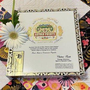 Arturo Fuente Paper Covered Empty Wood Cigar Box - Chateau Fuente - Maduro - 9.25” x 9.75” x 1.5”