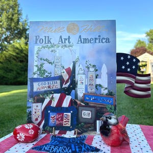 Mill Hill Folk Art America Cross Stitch Beaded Charts Collection - Édition originale 2002 - 14 grilles pour projets inclus
