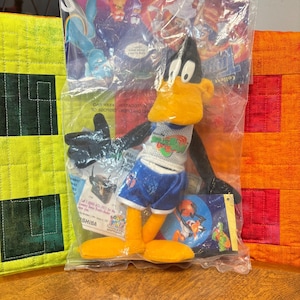 Vintage 1996 McDonalds Plush Toy Space Jam Daffy Duck - Sealed in Original Bag - McDonald&#39;s TuneSquad by Warner Bros. - New Unopened