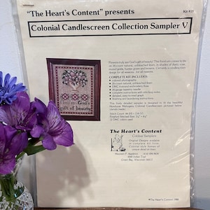 Vintage 1988 The Heart’s Content Colonial Candlescreen Collection Sampler V Cross Stitch Kit - God’s Gift of Beauty
