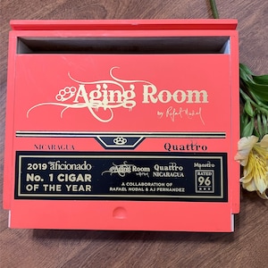 Aging Room Quattro Maestro Empty Wooden Cigar Box - 8 1/2” x 7” x 2” - Slide Top Lid - Storage, Display, Gifting