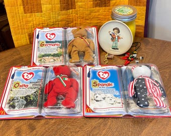 Vintage 2000 Ty International Bear II - McDonald’s Teenie Beanie Babies 2000 - New in Package - Osito, Germania, Spangle - Sold Separately