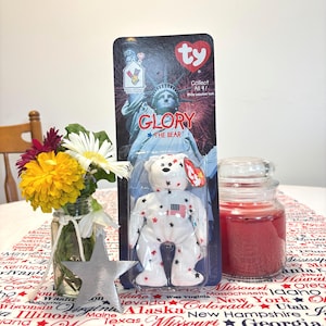 Vintage 1999 Ty Glory the Bear - United States’ McDonald’s Teenie International Beanie Baby Teddy Bear Exclusive Series - New in Package