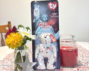 Vintage 1999 Ty Glory the Bear - United States’ McDonald’s Teenie International Beanie Baby Teddy Bear Exclusive Series - New in Package