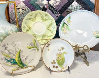 Antique or Vintage Lily of the Valley Plates:  Kasuga Ware Japan; Royal Albert Green Damask;  B&H Limoges; Crown Nippon - Priced per Plate