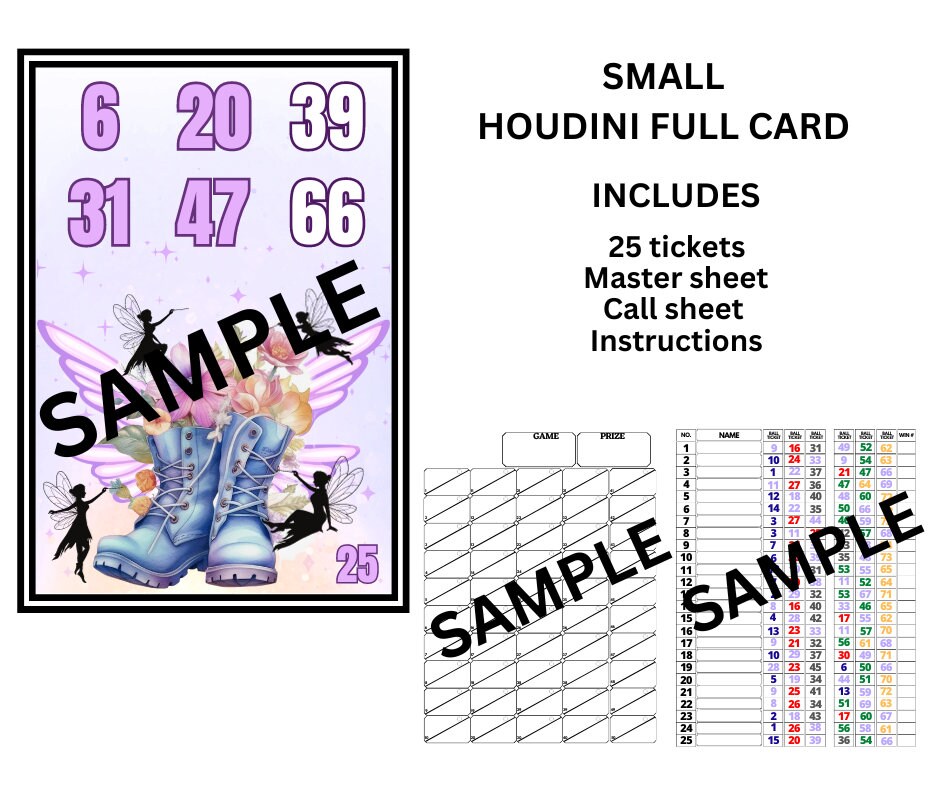 Small Houdini full card bingo holds