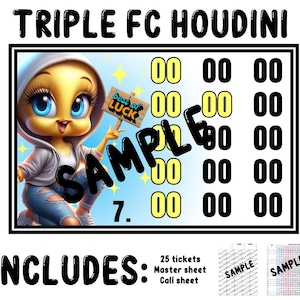 Driedubbele volledige kaart Houdini-bingo geldig