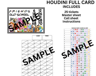 Houdini bingokaarten met volledige kaart