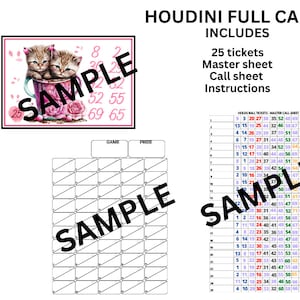 Houdini bingokaarten met volledige kaart