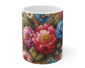 Tasse en céramique florale : une façon belle et unique de savourer votre café – 11 oz