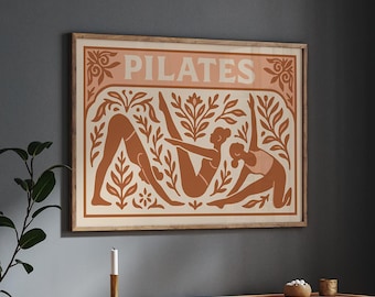 Pilates Studio Wall Art Print, Fitness Decor, Mindful Movement Poster for Home Gym