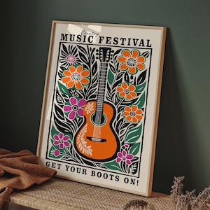 Country Music Art Print, Vintage Music Poster, Western Poster, Nashville, Floral Poster, Farmhouse Decor, Country Music Fan, Cowboy Wall Art