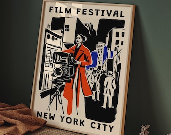 Retro NYC Film Festival Poster: Mid-Century Modern Art Print