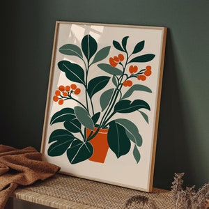 Mid Century Modern Botanical Art Print: Retro Floral Home Decor - Etsy