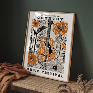 Country Music Poster, Vintage Music Poster, Western Wall Art, Nashville, Concert Poster, Farmhouse Decor, Country Music Fan, Cowboy Wall Art