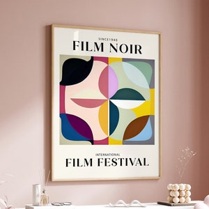 Vintage Noir Film Festival Poster, Colorful Abstract Art, Iconic Cinema Event, 1952 Collectible Wall Decor, Mid Century Modern, Abstract Art