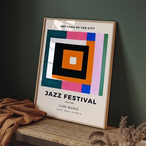 Retro Music Poster, Jazz Music Print, Giclee Reproduction, Jazz Art Print, Mailed Poster, Geometric Poster, Mid Century Modern, Airbnb Decor