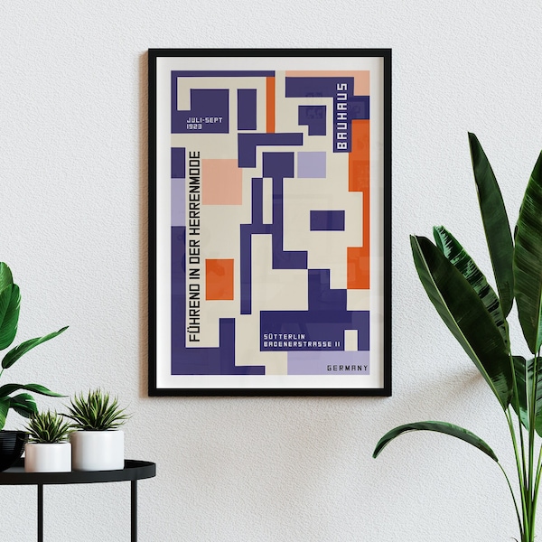 Bauhaus Colorful Poster, Exhibition Wall Art, Retro Prints, Modern Geometric Design, Bauhaus 100, 1923 Vintage Wall Art, 24x36, 18x24, 12x18