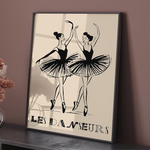 Black Ballerina Art Print: Minimalist Ballet Dancers Silhouette Poster