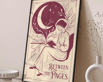 Between The Pages Literary Print, Vintage Reading Woman Wall Art