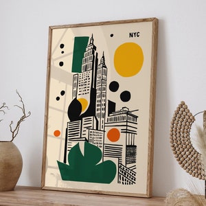 Mid Century Modern NYC Art Print: Abstract Geometric Skyline