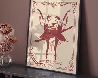 La Danse Classique Ballet Poster, Art Nouveau Paris Dance Wall Art