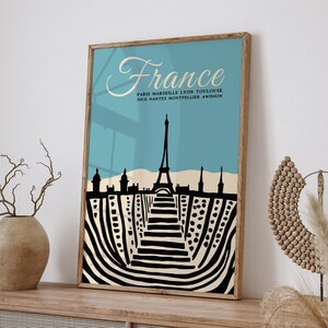 Póster de viaje de Francia, impresión artística de la Torre Eiffel de París, decoración de pared de ciudades francesas, póster de turismo francés retro, decoración artística de alta calidad para habitaciones de hotel