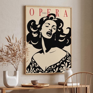 Opera Poster, Elegant Black and White Artwork, Paris to NYC Opera Event Poster, Vintage Wall Art for Music Lovers, Stylish Music Art Print