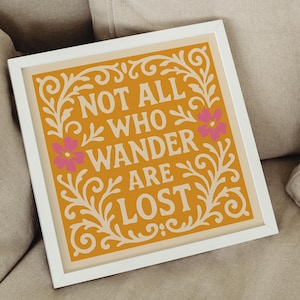 Inspirational Travel Quote Print: Yellow Rococo Vintage Wall Art