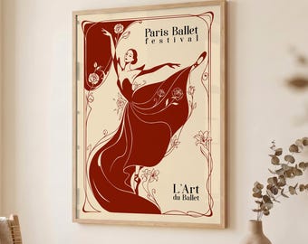 Paris Ballet Dancer Print, Art Nouveau Wall Art, Vintage French Poster