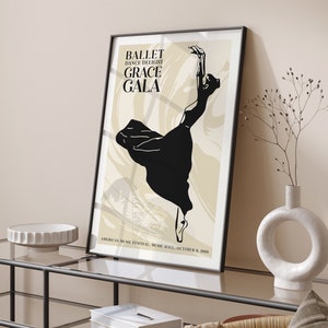 Elegant Ballet Poster - Luxury Ballet Wall Art - American Music Festival 1988 - Beige Black Dance Wall Art - Dancing Ballerina - Large Print