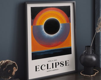 Eclipse Wall Art, Astronomy Lover's Gift, Unique Home Decor, Solar Eclipse Art Print, Fine Art, Cosmic Decor, Lunar Eclipse Print, April 8