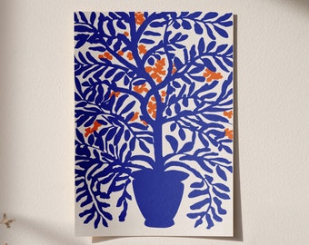 Blue Coral Poster, Coastal Wall Art, Sea Life, Nautical Art, Blue Home Decor, Indigo Blue Plant , Coral Reef Prints, Floral Poster, Minimal