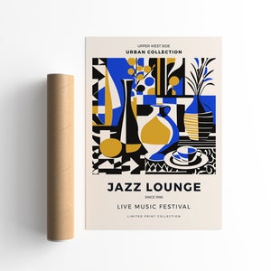 Urban Music Poster, Jazz Festival Poster, High Quality Wall Art, Retro Style, Art Print, Mancave Wall Decor, Musician Gift, Contemporary Art