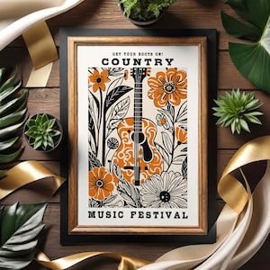 Country Music Poster, Vintage Music Poster, Western Wall Art, Nashville, Concert Poster, Farmhouse Decor, Country Music Fan, Cowboy Wall Art