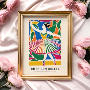 Retro American Ballet Poster: Colorful Dance Print