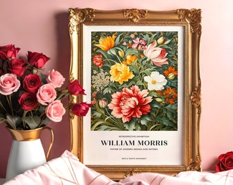 William Morris Exhibition Poster | Art Nouveau Wall Art | Vintage Floral Print | Elegant Home Decor | 24x36 20x30 16x20 18x24 12x18 8x10 Art