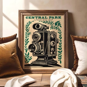 Central Park Film Fest Poster, Movie Festival Art Print, Outdoor Movie Night Print, Retro Film Wall Art, NYC Movie Print, Gift for Dad, Mom
