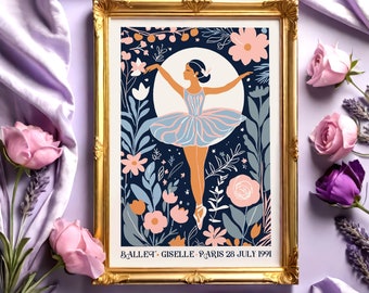 Paris Ballet Opera Poster: Ballerina Floral Art Print