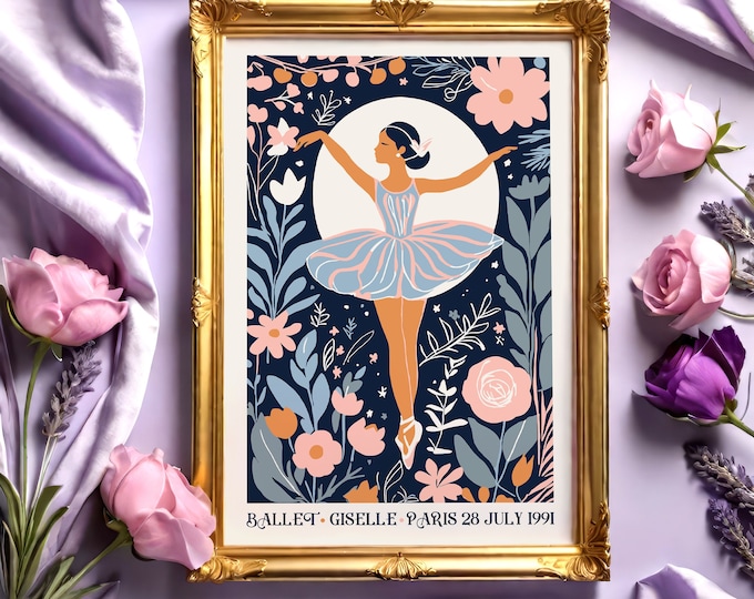 Paris Ballet Opera Poster: Ballerina Floral Art Print