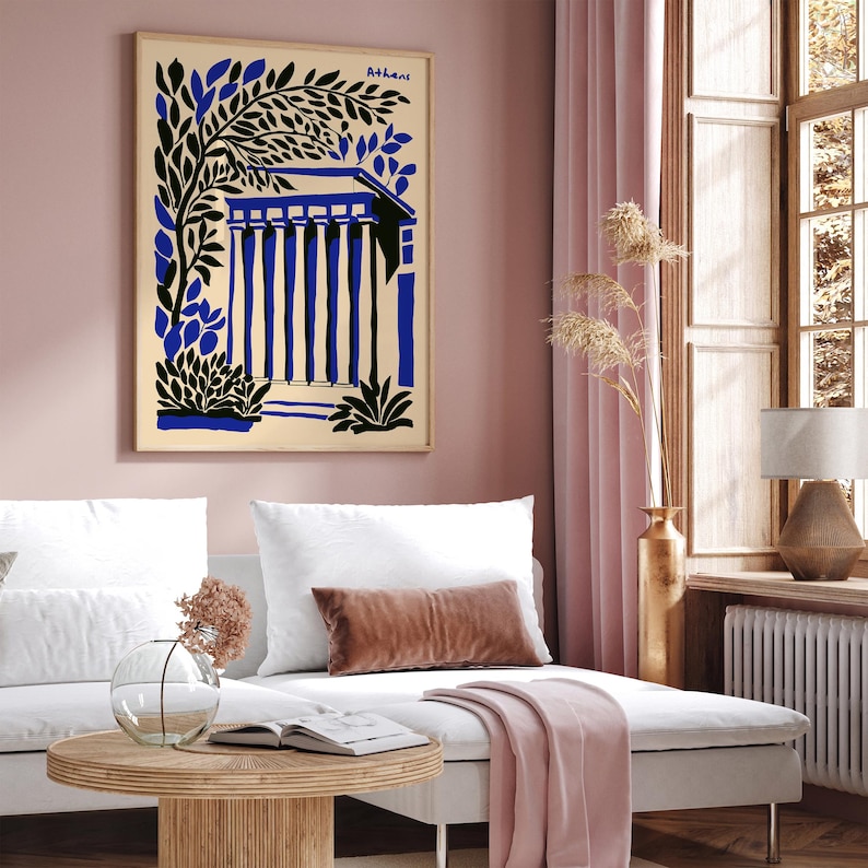 Athens Greece Poster: Retro Travel Print, Greek Architecture Art image 7