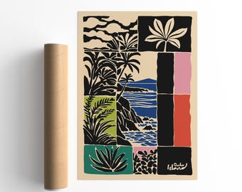 Vintage Oahu Island Art Print: Retro Hawaiian Beach View