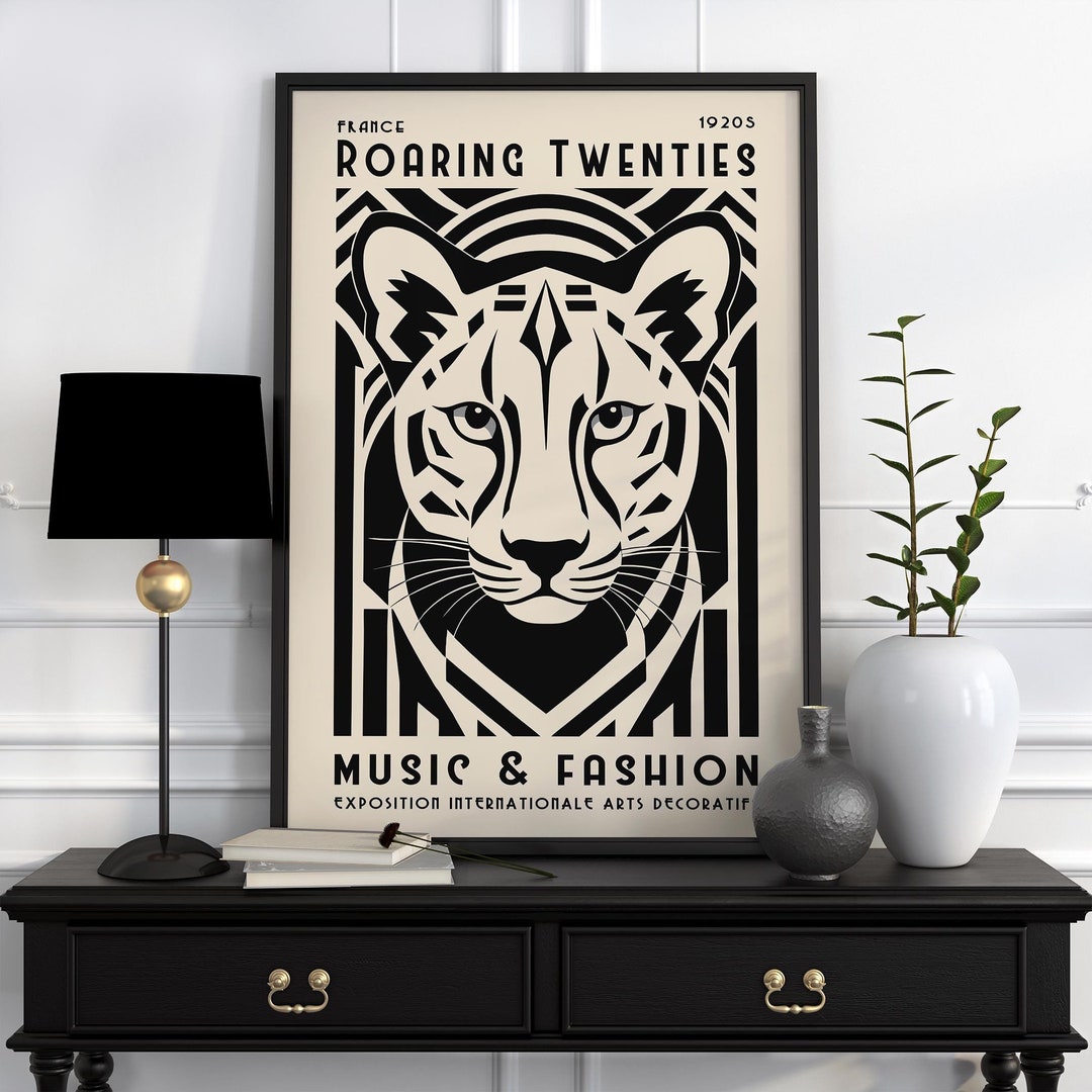 Vintage Art Deco Poster, 1920s Roaring Twenties Tiger Wall Art, French ...