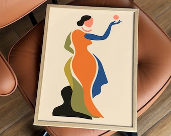 Abstract Woman Poster, Mid Century Modern Wall Art, Minimalist Figure Print, Scandinavian Decor