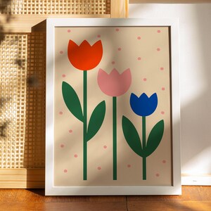 Colorful Tulip Print: Modern Botanical Wall Art, Scandinavian Decor