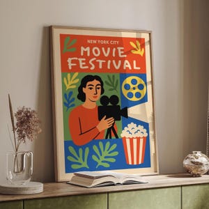 NYC Movie Festival Poster, Cinematic Art Print, New York City Film Event Wall Art, Retro Movie Festival Poster, Movie Lovers Gift Idea