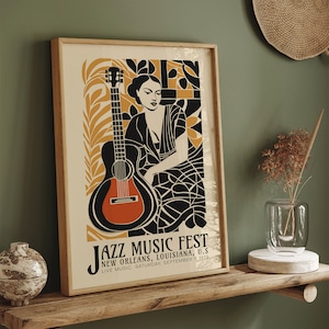NEW ORLEANS JAZZ Fest Poster, Jazz Music Poster, Giclee Reproduction, Concert Print, Mailed Poster, Retro Festival Poster, 24x36 Vintage Art