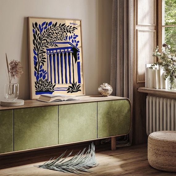 Athens Greece Poster: Retro Travel Print, Greek Architecture Art