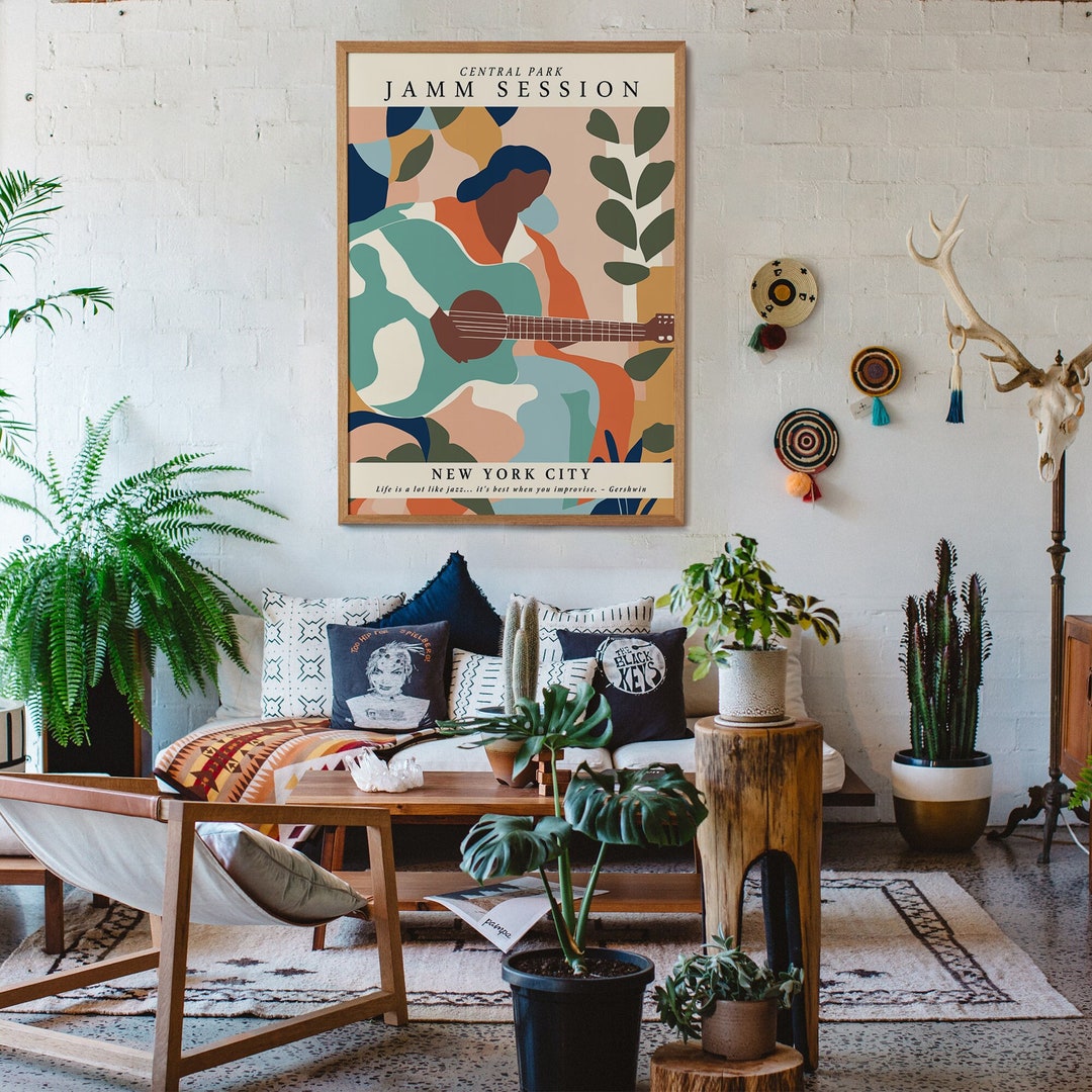 Central Park Jamm Session Poster New York City Festival Etsy