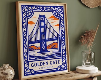 Golden Gate Bridge Poster, California Travel Art Print
